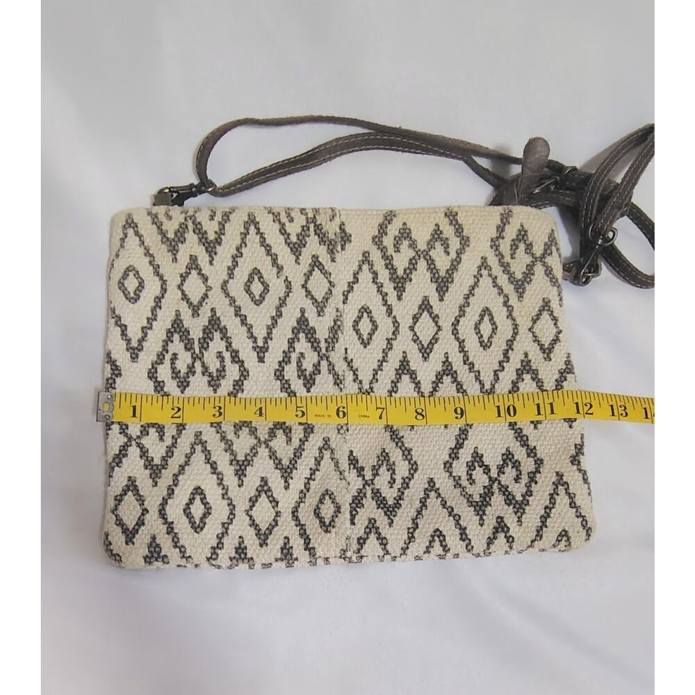 Myra Crossbody Bag Black and White Cowhide Aztec-Style Boho - Picture 3 of 4
